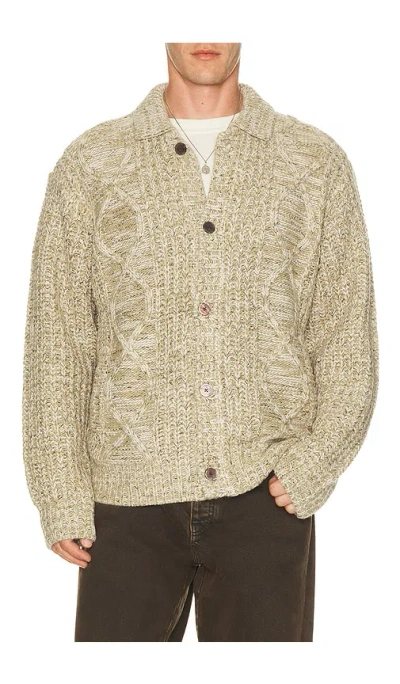 Obey Isar Button Up Sweater In Brown