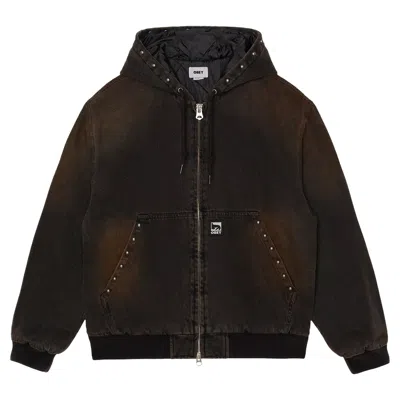 Obey Jacket  Studded Zip Up Jacket - Black Rust Wash In Other