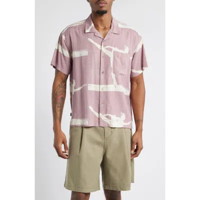 Obey Jacques Oversize Arabesque Print Camp Shirt In Mauve Multi