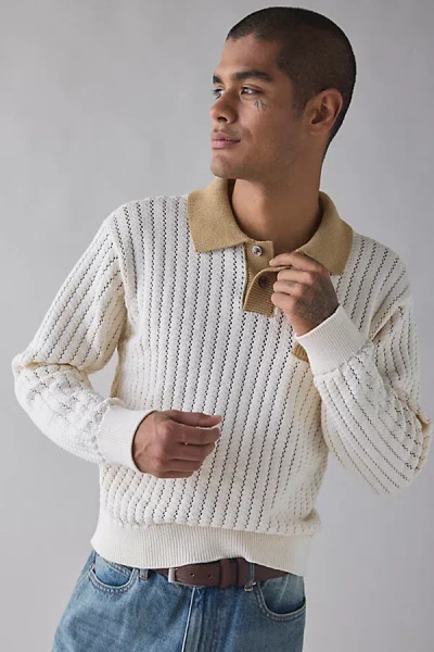 Obey Jasper Polo Sweater In Ivory, Men's At Urban Outfitters In Blue