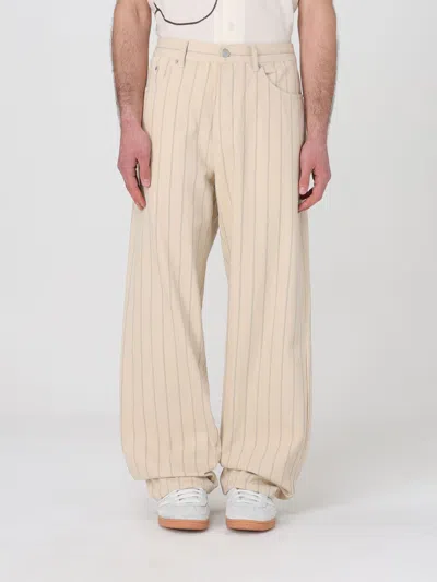 Obey Stripe Denim Baggy Pants In Beige