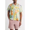 Obey Jems Abstract Print Cotton Seersucker Camp Shirt In Green