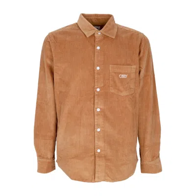 Obey Julian Woven Men's Long Sleeve Shirt L/s Brown Sugar