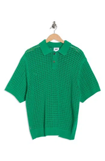 Obey Kody Open Stitch Polo In Green