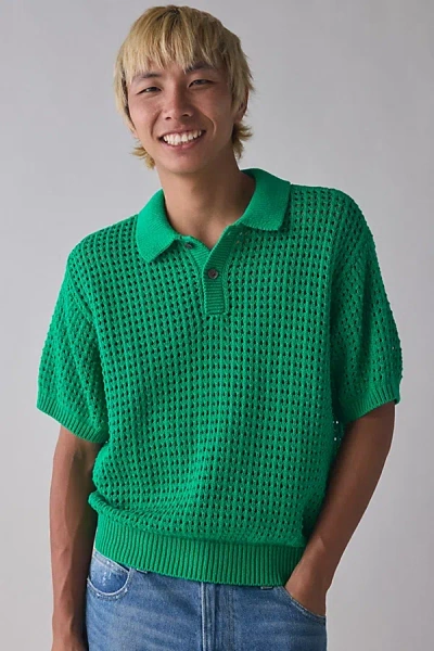 Obey Kody Short Sleeve Knit Polo Shirt Top In Green, Men's At Urban Outfitters