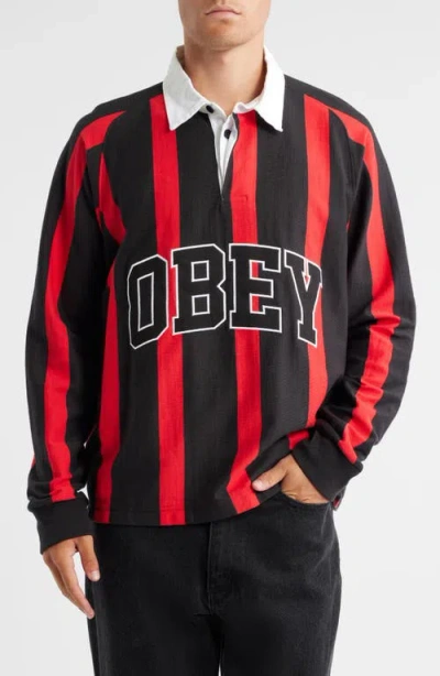 Obey Landon Stripe Rugby Shirt In Multi
