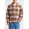 Obey Laurel Plaid Long Sleeve Heavyweight Cotton Camp Shirt In Brown