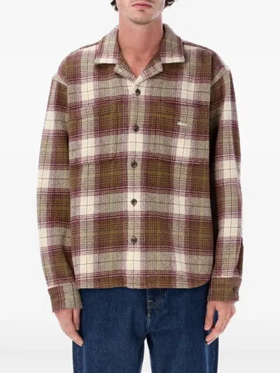 Obey Laurel Plaid Pocket Shirt In Brown