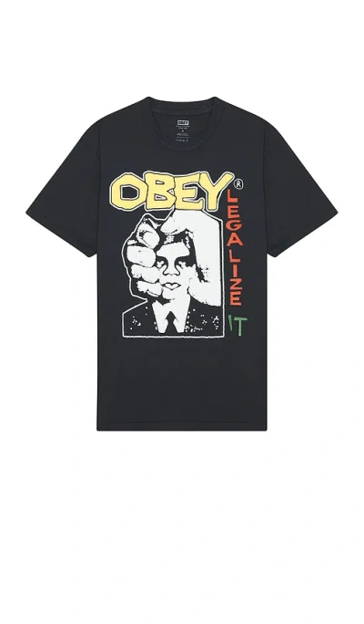 Obey Legalize It Tee In Pigment Vintage Black