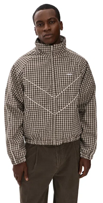 Obey Leisure Training Jacket Abbey Stone Plaid In Multi
