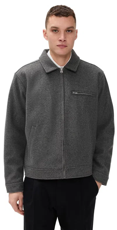 Obey Lenox Zip Up Work Jacket Dark Grey Melange In Gray