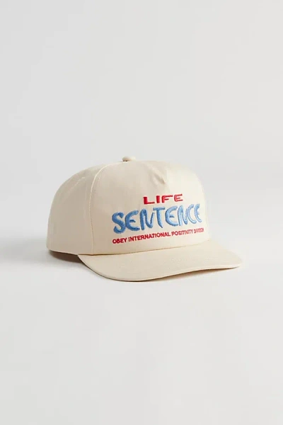 Obey Life Sentence 5-panel Baseball Hat In Cream, Men's At Urban Outfitters In Neutral