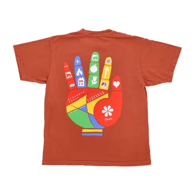 Obey Lifeline Organic Tee Terra Cotta Men's T-shirt In Multi