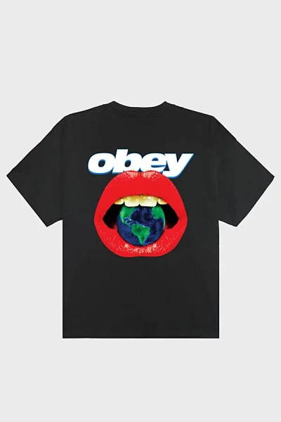 Obey Lips Graphic Tee In Black, Men's At Urban Outfitters