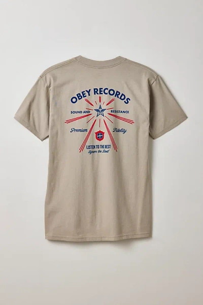 Obey Listen To The Best Graphic Tee In Cream, Men's At Urban Outfitters In Neutral