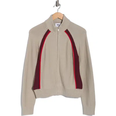 Obey Lizzie Colorblock Zip Cardigan In Brown