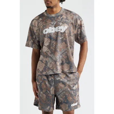 Obey Logo Camouflage Practice Jersey In Brown