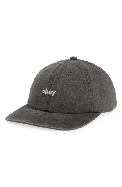 Obey Logo Cotton Twill Baseball Cap In Pigment Black