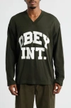 Obey Logo Graphic Football Jersey In Green