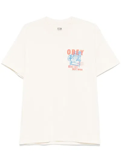 Obey Logo-print T-shirt In 中性色