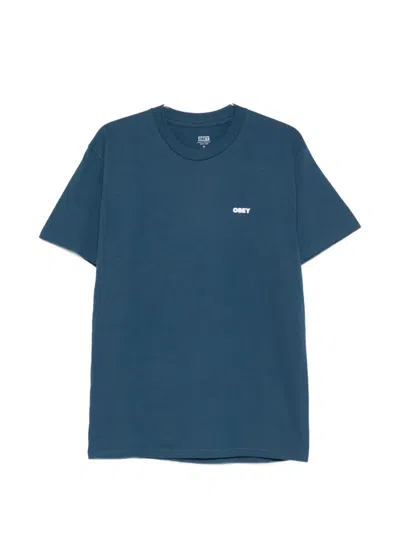 Obey Logo-detail T-shirt In Blue