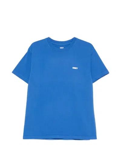 Obey Logo-detail T-shirt In Blue