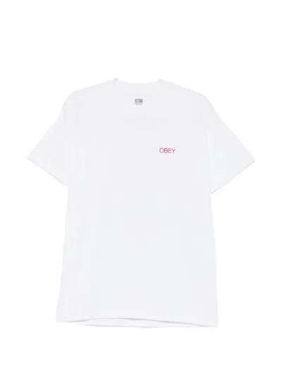 Obey Logo-detail T-shirt In White