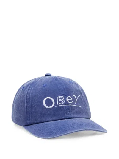 Obey Logo-embroidered Baseball Cap In Blue