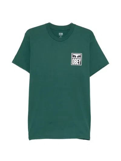 Obey Logo-print Short-sleeve T-shirt In Gray