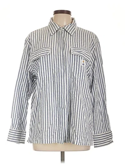 Pre-owned Obey Long Sleeve Button Down Shirt In Blue