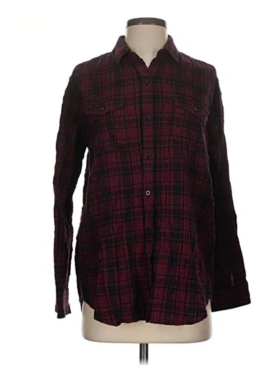 Pre-owned Obey Long Sleeve Button Down Shirt In Burgundy