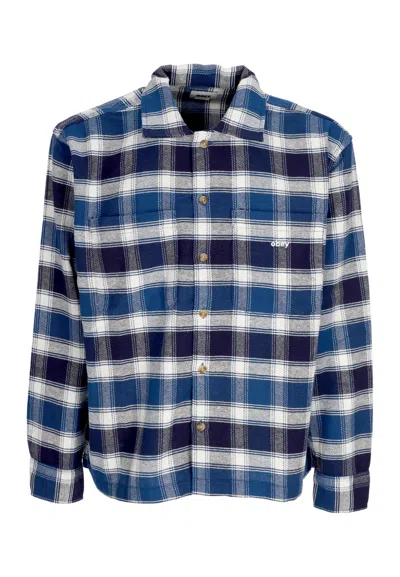 OBEY LONG SLEEVE SHIRT BIGWIG HUGO WOVEN ACADEMY NAVY/MULTIPLE