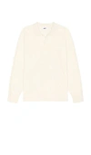 Obey Loop Velour Long Sleeve Polo In Whitecap