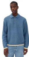 Obey Loreto Polo Sweater Captains Blue Multi In Blue