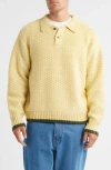 Obey Loreto Textured Polo Sweater In Yellow