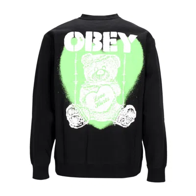 Obey Love Hurts Premium Crew Fleece Men's Crew Neck Sweatshirt Black