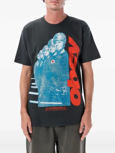 Obey Love Is Brutal Graphic-print T-shirt In Black