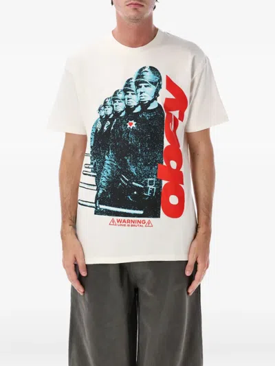 Obey Love Is Brutal Graphic-print T-shirt In White