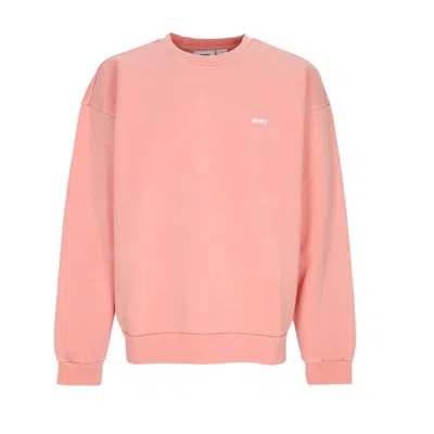 Obey Lowercase Pigment Crew Fleece Pigment Shell Pink Men's Lightweight Crew Neck Sweatshirt
