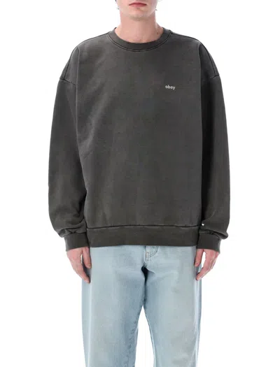 Obey Lowercase Pigment Crewneck In Pigment Digital Black