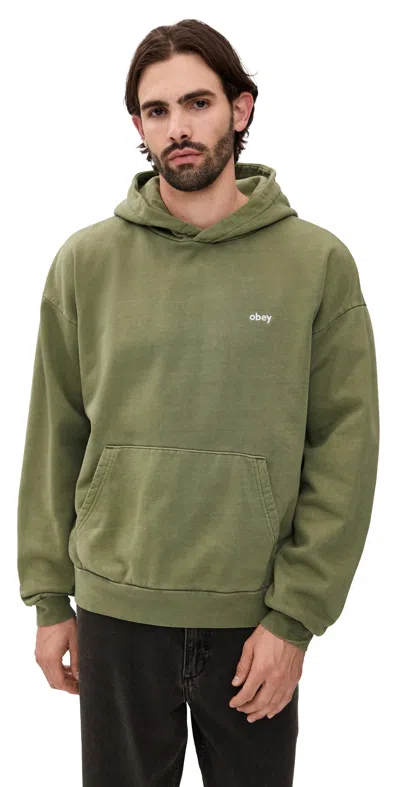 Obey Lowercase Pigment Hoodie Pigment Deep Lichen Green