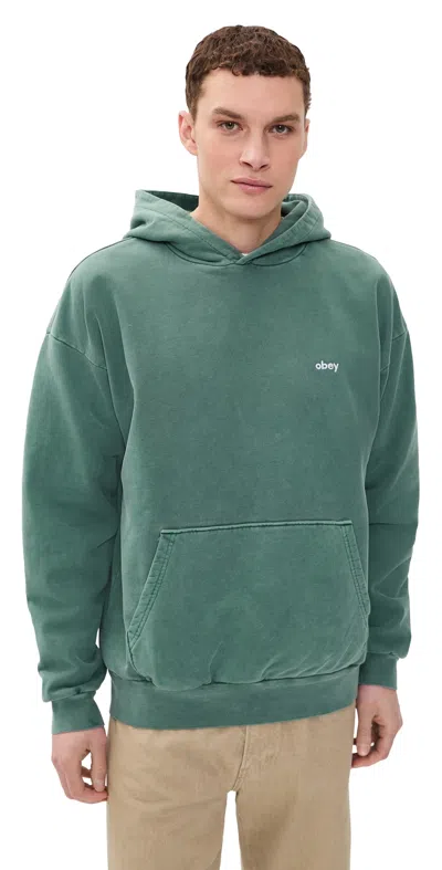 Obey Lowercase Pigment Hoodie Pigment Pine Needle In Green