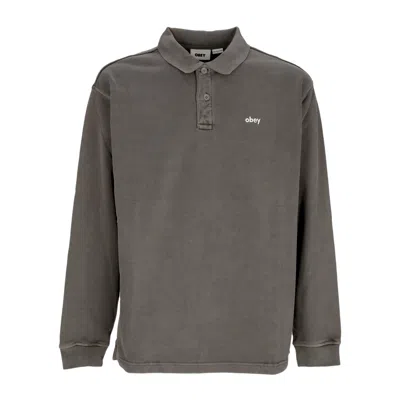 OBEY LOWERCASE PIGMENT MEN'S LONG SLEEVE POLO PIGMENT DIGITAL BLACK POLO