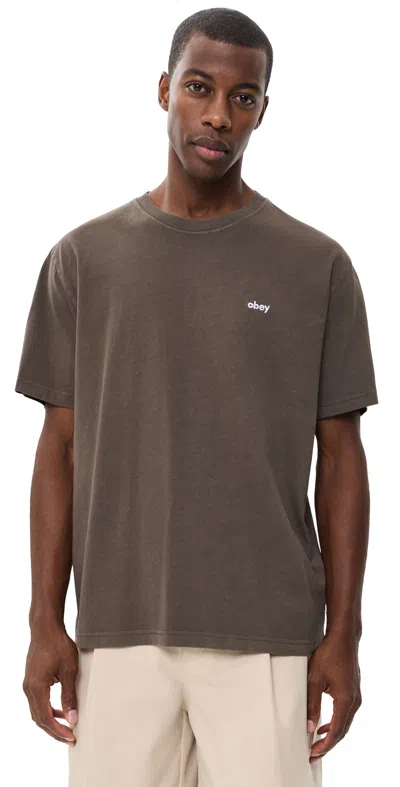 Obey Lowercase Short Sleeve Pigment Tee Pigment Black Olive