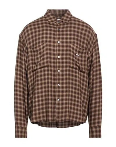 Obey Man Shirt Brown Size L Cotton In Multi