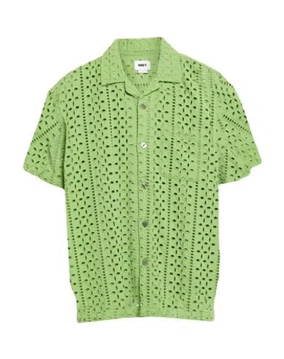 Obey Man Shirt Light Green Size L Cotton