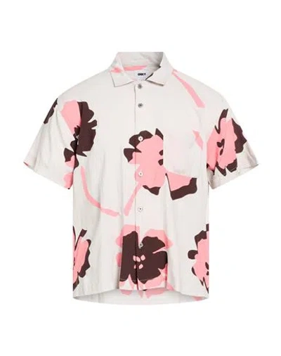 Obey Man Shirt Light Grey Size Xl Viscose In Multi