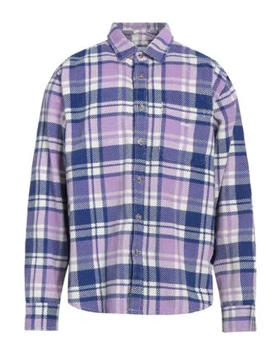 Obey Man Shirt Light Purple Size L Cotton