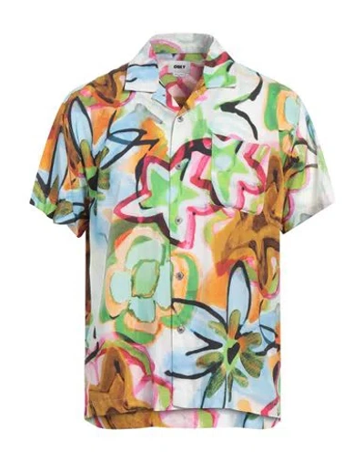 Obey Man Shirt Lime Green Size M Viscose