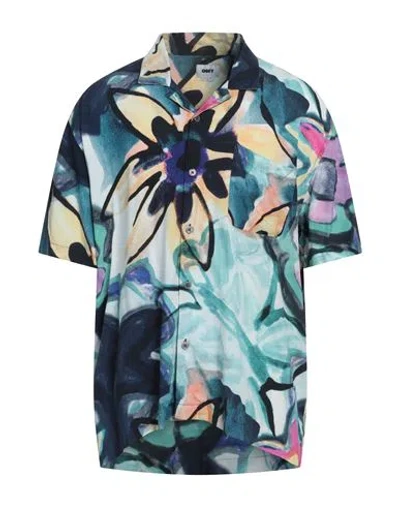 Obey Man Shirt Navy Size Xl Viscose